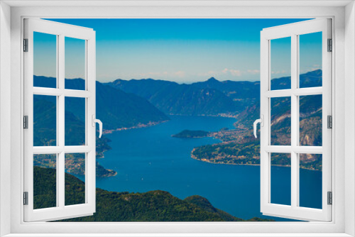 Fototapeta Naklejka Na Ścianę Okno 3D - Panorama on Lake Como, with Bellagio, Tremezzina, Villa Balbianello, a glimpse of Lake Lugano, photographed from Alpe Giumello.
