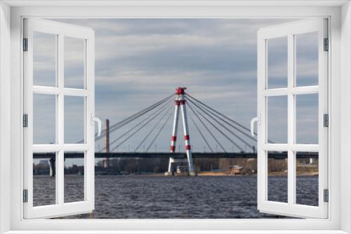 Fototapeta Naklejka Na Ścianę Okno 3D - CHEREPOVETS, RUSSIA - JUNE 29, 2018: cable-stayed bridge across the river, Russia Cherepovets