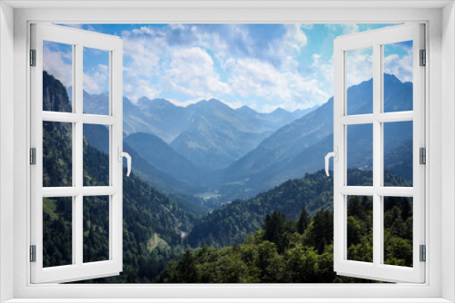 Fototapeta Naklejka Na Ścianę Okno 3D - Mountain panorama in Bavarian Alpes near Obersdorf Germany. 