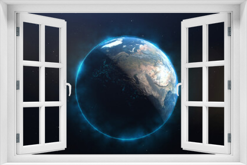 Fototapeta Naklejka Na Ścianę Okno 3D - Planet earth with a blue halo symbol of energy
