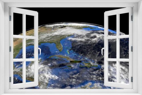 Fototapeta Naklejka Na Ścianę Okno 3D - Jamaica flag on pole on earth globe illustration