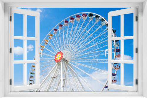 Fototapeta Naklejka Na Ścianę Okno 3D - The Wiener Riesenrad or ferris wheel of Vienna in the Praterpark in Austria. Popular attraction in viennas amusement park