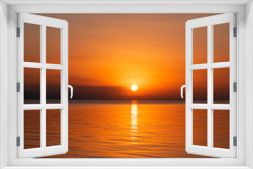 Fototapeta Naklejka Na Ścianę Okno 3D - Beautiful golden sunset over the lake. Sunset landscape.