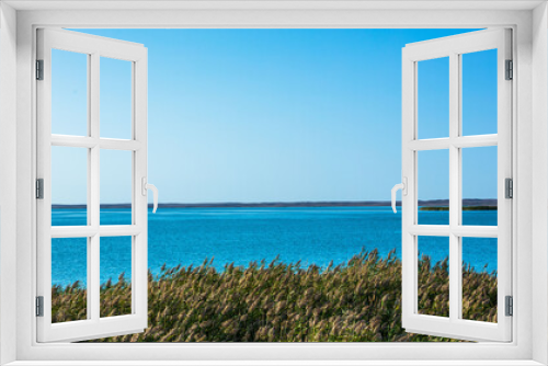 Fototapeta Naklejka Na Ścianę Okno 3D - grass and blue sea