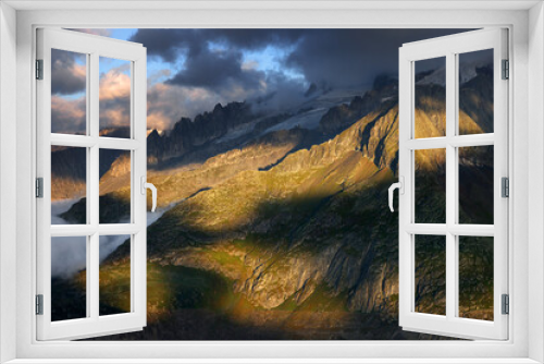 Fototapeta Naklejka Na Ścianę Okno 3D - Summer cloudy landscape of the Berner Oberland Alps in Switzerland, Europe