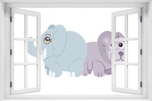 Fototapeta Naklejka Na Ścianę Okno 3D - Cute elephant and lion semi flat color vector character. Toy doll. Simple cartoon style illustration for graphic design