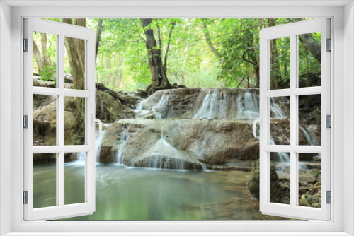 Fototapeta Naklejka Na Ścianę Okno 3D - Paradise Waterfall in Kanchanaburi, Thailand.