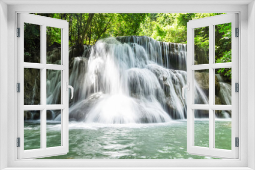 Fototapeta Naklejka Na Ścianę Okno 3D - waterfall in the forest,waterfall in thailand See a waterfall in a beautiful garden in Thailand,A beautiful waterfall in Thailand