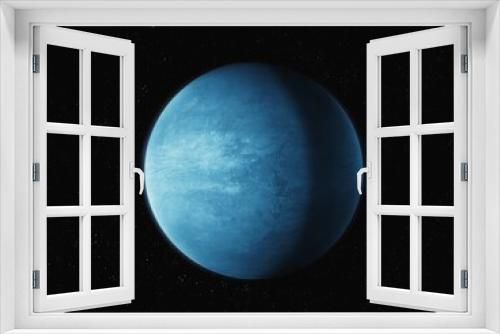 Fototapeta Naklejka Na Ścianę Okno 3D - Twin Earth, Super-earth planet, alien world. Exoplanet with atmosphere and ocean of water, rocky planet in space.