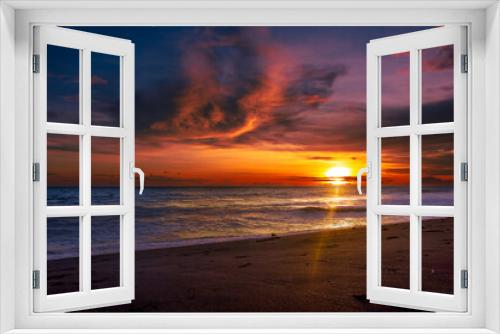 Fototapeta Naklejka Na Ścianę Okno 3D - Beautiful sunset in beach landscape