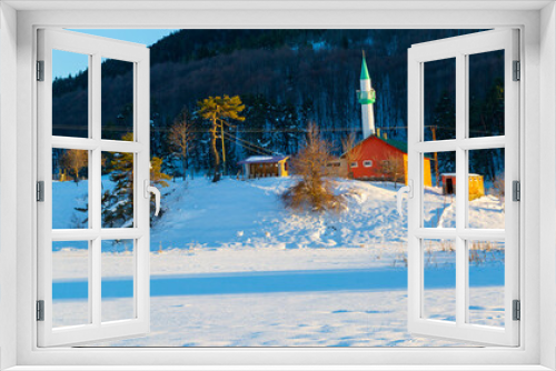 Fototapeta Naklejka Na Ścianę Okno 3D - GOLCUK NATURE PARK in Bolu, Turkey. (Turkish: Golcuk Tabiat Parki). Beautiful winter landscape at Golcuk Lake.