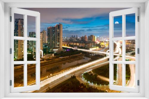Fototapeta Naklejka Na Ścianę Okno 3D - Modern city, a busy overpass
