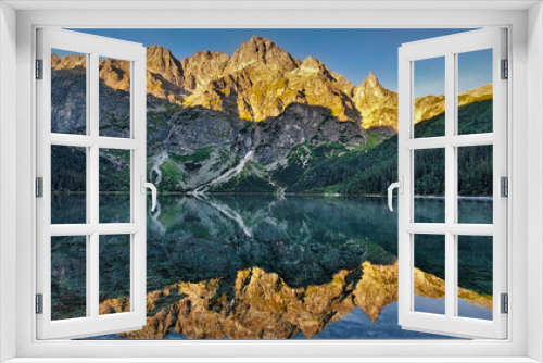 Fototapeta Naklejka Na Ścianę Okno 3D - Morskie Oko i Mięguszowieckie szczyty