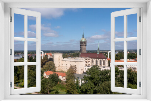 Fototapeta Naklejka Na Ścianę Okno 3D - historischen Schlosskirche und Schlossturm, Lutherstadt Wittenberg, Sachsen-Anhalt, Deutschland
