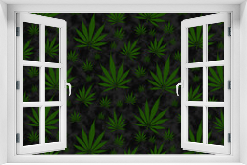 Fototapeta Naklejka Na Ścianę Okno 3D - Green and black Cannabis on seamless background