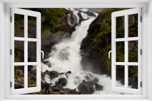 Fototapeta Naklejka Na Ścianę Okno 3D - Amazing waterfalls near Odda village in Norway, Latefossen, Espelandsfossen, Vidfossen