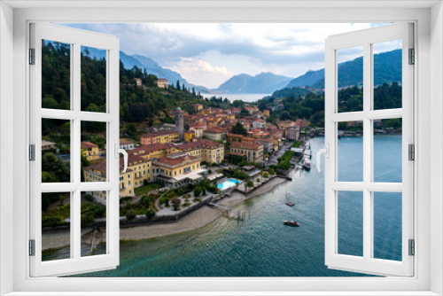 Fototapeta Naklejka Na Ścianę Okno 3D - Bellagio and Como lake aerial view 