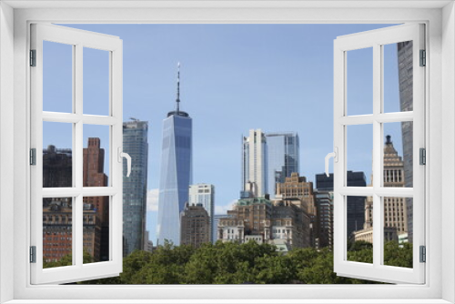 Fototapeta Naklejka Na Ścianę Okno 3D - grattes ciel new york jardin 