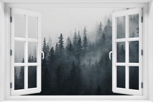 Fototapeta Naklejka Na Ścianę Okno 3D - misty morning in the mountain forest