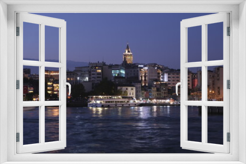 Galata old town view at night in İstanbul