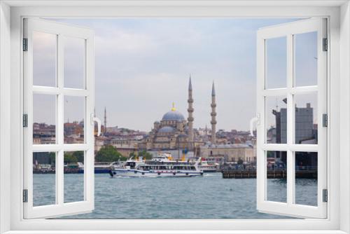 Fototapeta Naklejka Na Ścianę Okno 3D - Istanbul / Turkey - 12 June 2022: Eminonu port with the Hagia Sophia museum in the background, Istanbul, Turkey