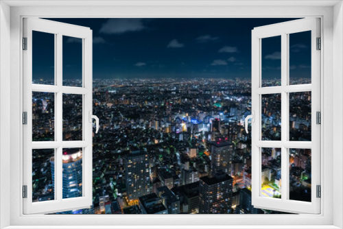 Fototapeta Naklejka Na Ścianę Okno 3D - 東京都 池袋、サンシャイン60展望台からの北向きの夜景
