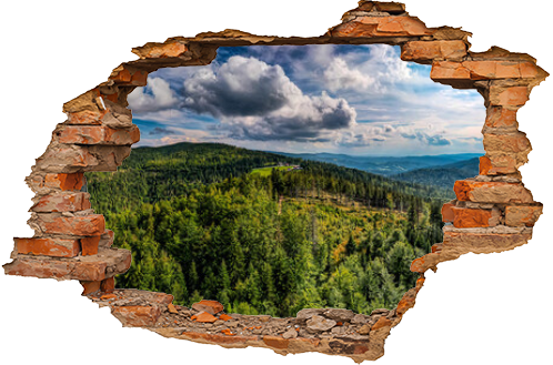 góry, Beskid Śląski w Polsce, panorama z lotu ptaka latem w okolicach przełęczy Salmopol w Szczyrku