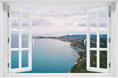 Fototapeta Naklejka Na Ścianę Okno 3D - Aerial view of Porto Timoni beach and pirate bay on Corfu island in Greece. Ionian sea.