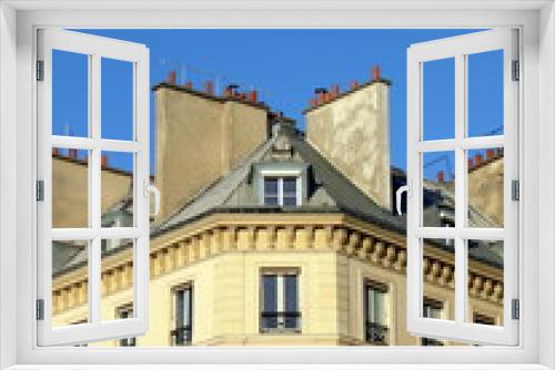 Fototapeta Naklejka Na Ścianę Okno 3D - facade de quartier dans paris