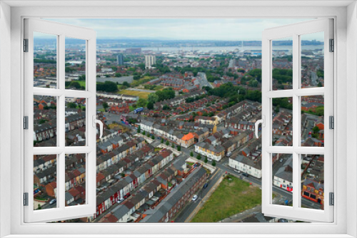 Fototapeta Naklejka Na Ścianę Okno 3D - The residential area of Liverpool Anfield from above - drone photography