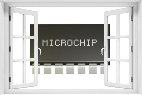 3D orthographic rectangle microchip black with digital font style in the transparent background