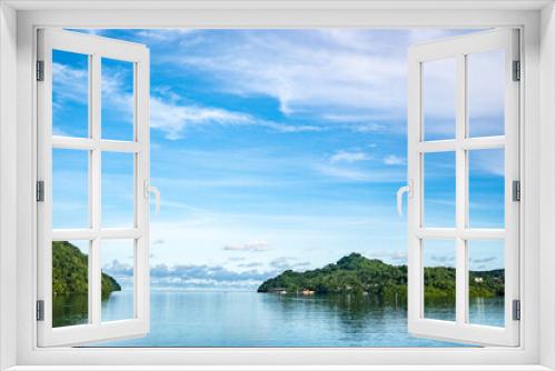 Fototapeta Naklejka Na Ścianę Okno 3D - morning scene in Palau. Island, sea and blue sky
