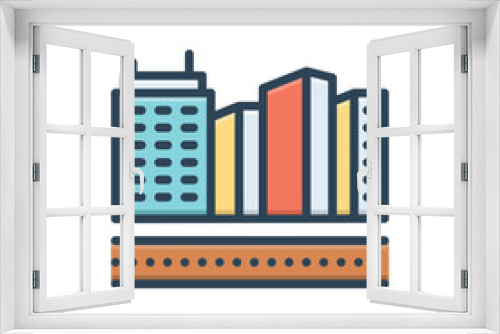 Color illustration icon for downtown