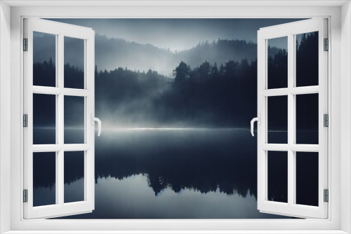 Fototapeta Naklejka Na Ścianę Okno 3D - misty morning on the lake