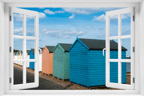 Fototapeta Naklejka Na Ścianę Okno 3D - Colourful beach huts on sunny beach