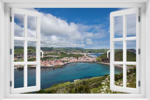 Fototapeta Naklejka Na Ścianę Okno 3D - View over Horta / View over the city of Horta on the island of Faial, Azores, Portugal.