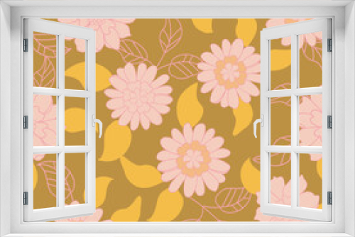 Fototapeta Naklejka Na Ścianę Okno 3D - retro vector seamless pattern texture vintage style pink orange great for wallpaper background fabric projects. 