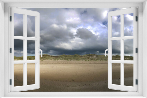 Fototapeta Naklejka Na Ścianę Okno 3D - beach, sea, coast, dunes, julianadorp, netherlands, clouds, panorama, 