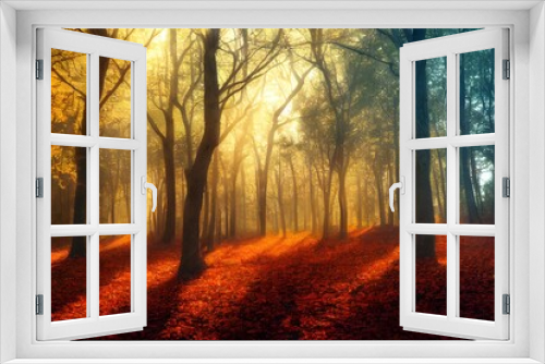 Fototapeta Naklejka Na Ścianę Okno 3D - autunm forest 