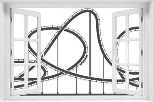 Fototapeta Naklejka Na Ścianę Okno 3D - Amusement park railroad track icon. Roller coaster ride