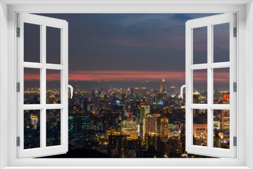 Fototapeta Naklejka Na Ścianę Okno 3D - Sunset landscape of Xinyi District cityscape