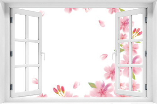 Fototapeta Naklejka Na Ścianę Okno 3D - Cherry blossom flowers background frame illustration