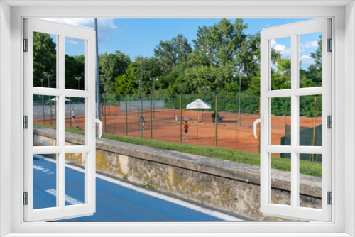 Fototapeta Naklejka Na Ścianę Okno 3D - tennis court side view