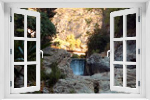 Fototapeta Naklejka Na Ścianę Okno 3D - Beautiful unique landscape, mountain river, bay waterfall among the rocks, natural pools, SPA, Ontinyent, Spain