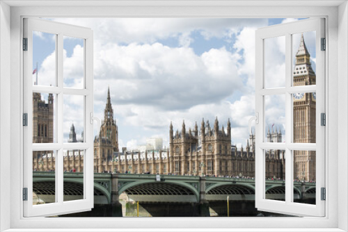 Fototapeta Naklejka Na Ścianę Okno 3D - London, UK. Big Ben,  Houses of Parliament and Westminster Abbey during funeral ceremony of Queen Elizabeth II