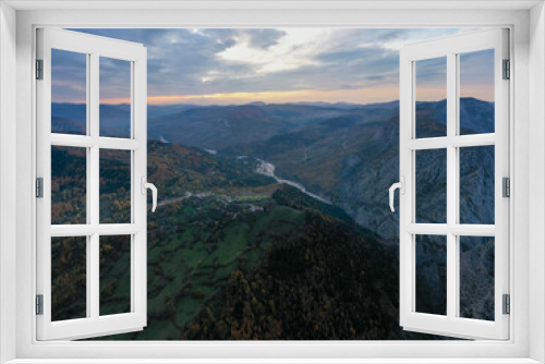 Fototapeta Naklejka Na Ścianę Okno 3D - Aerial view of Valla Canyon, top view of geological touristic attraction and destination with a sightseening terrace and beautiful sky with clouds