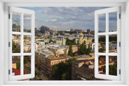 Fototapeta Naklejka Na Ścianę Okno 3D - Top view of center of Kiev city summer afternoon