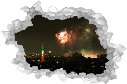 fireworks celebrating mexico's independence day, panoramic view of mexico city at night