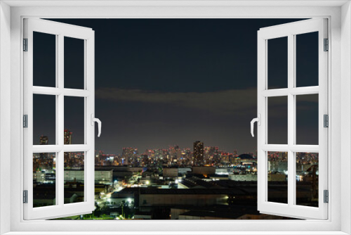 Fototapeta Naklejka Na Ścianę Okno 3D - なみはや大橋から見る大阪市内の夜景
