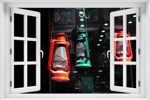 Fototapeta Naklejka Na Ścianę Okno 3D - Old retro  styled lantern made of metal